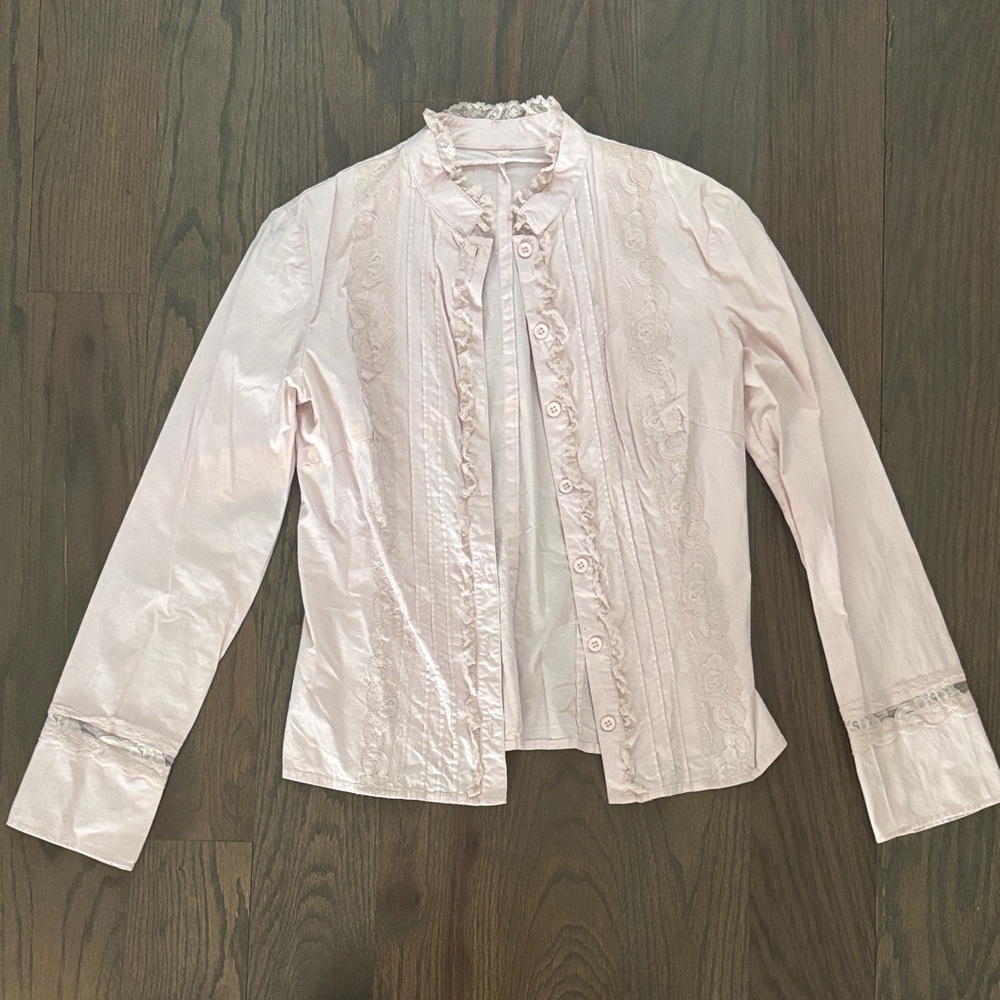 Moiselle Soft Pink Textured Button Up Shirt